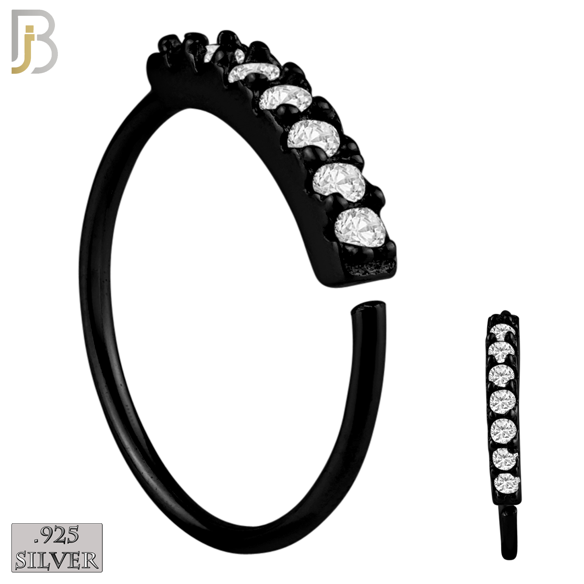 925-CT04 - 925 Sterling Silver 22g Thickness 7 CZ Prong Set Hoops Piercing (Pack of 6) image 4