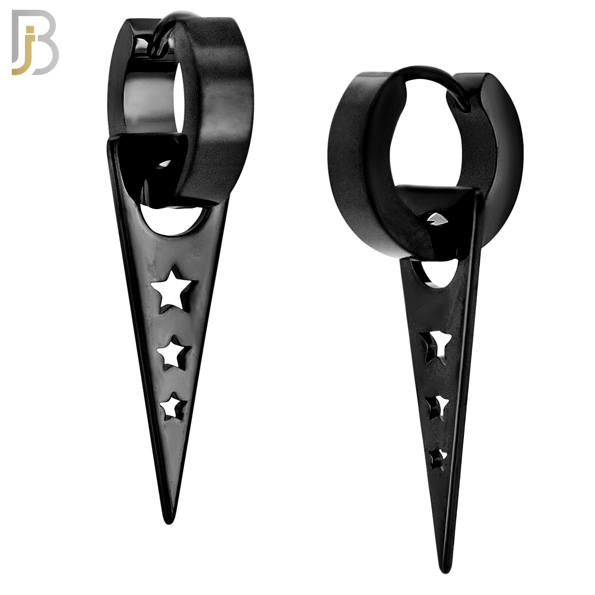 ES301 - 316L Stainless Steel Dangling Triangle with Hollow Stars Design Huggies image 3