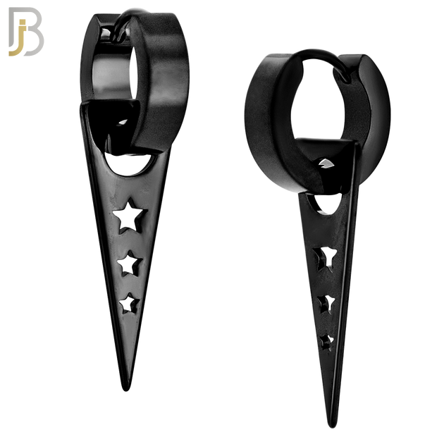 ES301 - 316L Stainless Steel Dangling Triangle with Hollow Stars Design Huggies image 3