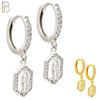 ES500 - 316L Stainless Steel Dangling Hexagon Virgin Mary Huggies Earrings image 0