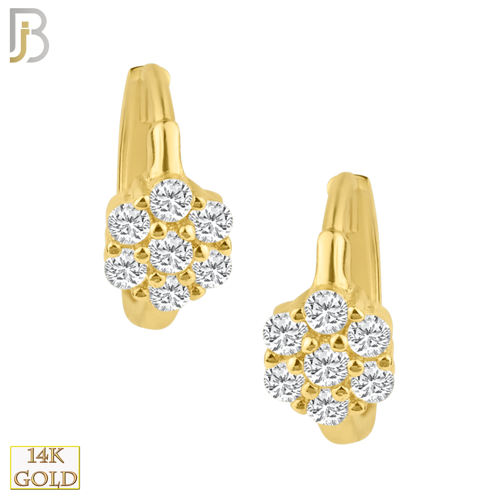 14-ES65YC - 14k Solid Gold Flower Hoops Earrings image 0