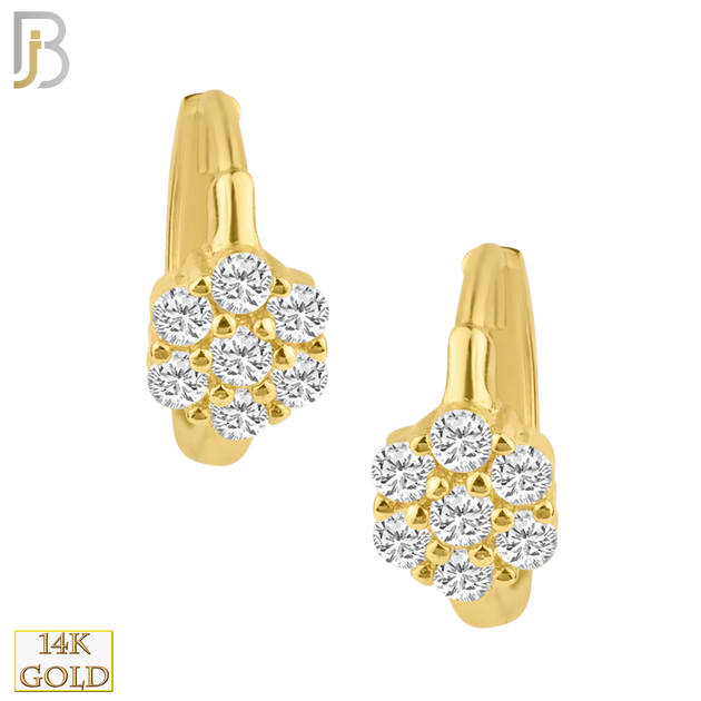 14-ES65YC - 14k Solid Gold Flower Hoops Earrings image 0