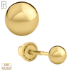 14-ES40Y - 14k Yellow Gold Screw Back Plain Ball Stud Earrings image 1