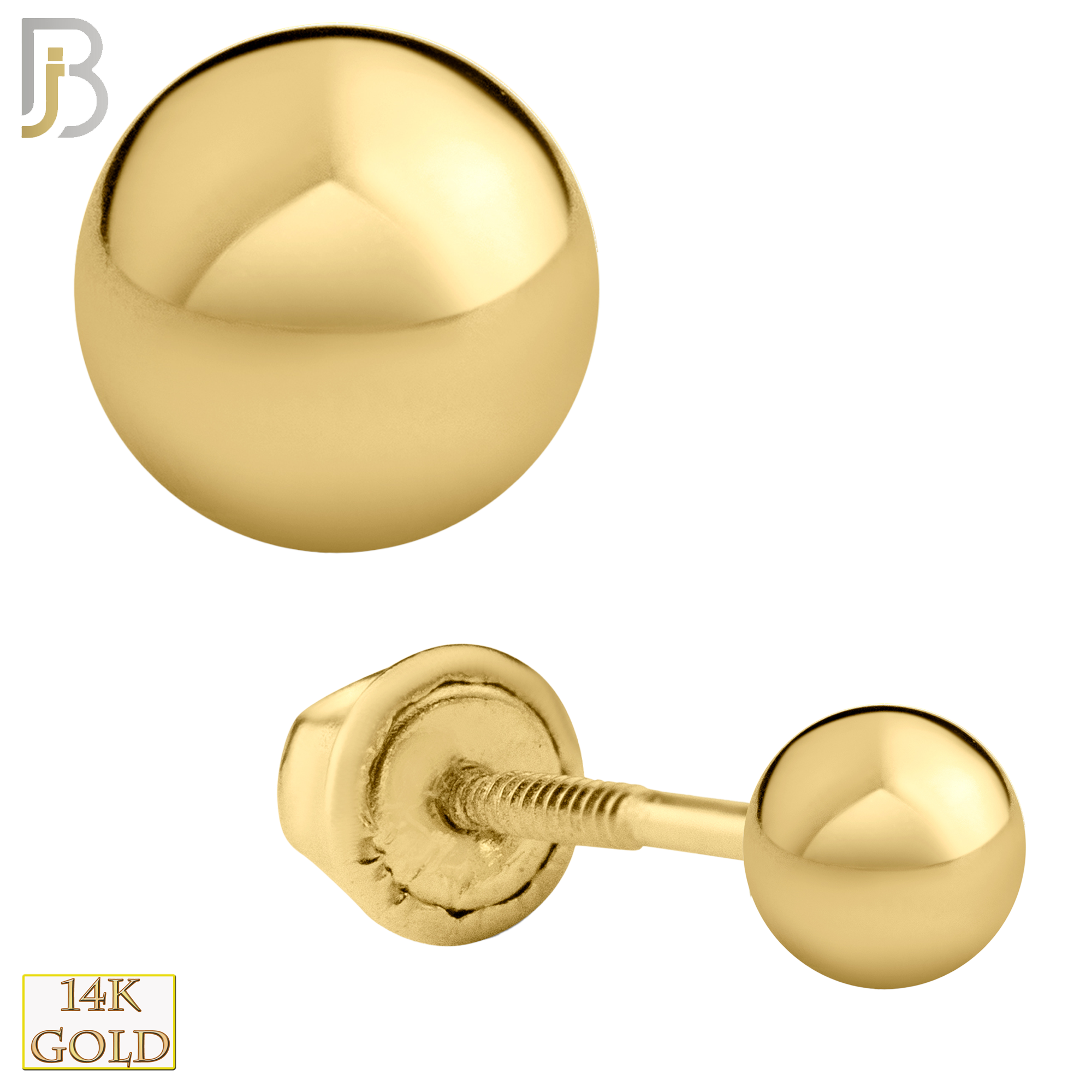 14-ES40Y - 14k Yellow Gold Screw Back Plain Ball Stud Earrings image 1