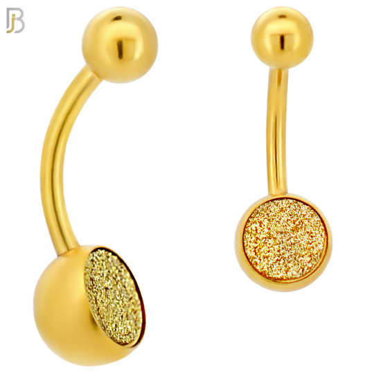 NB02 - 316L Stainless Steel Bezel Sandpaper Plain Banana Belly Navel Ring image 2