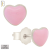 925-ES440 - 925 Sterling Silver Pink Enamel Heart Stud Earring - Push Back image