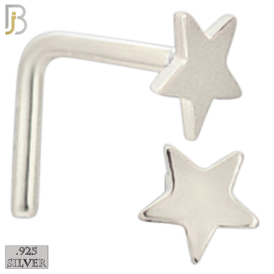 925-NR43LGS - 925 Sterling Silver Flat Star Design L Shape Nose Ring (Pack of 6) image 1