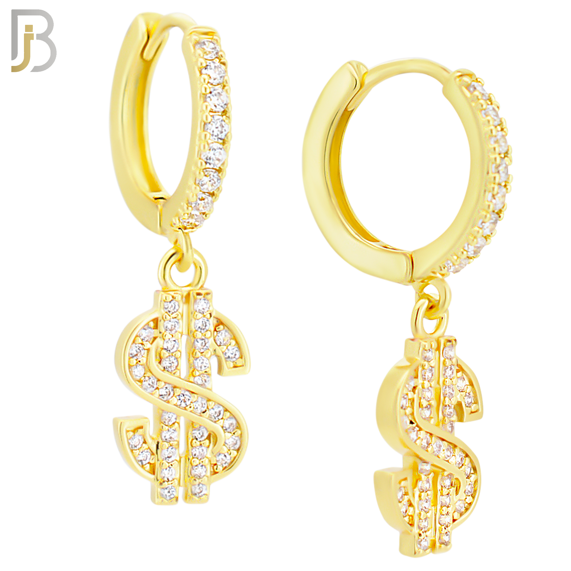 ES167 - 316L Stainless Steel Dangling Dollar Sign Zircon Design Huggies Clip On image 3