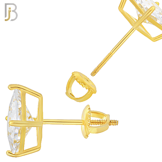 925-ES79-GC - .925 Sterling Silver Push Butterfly Screw Back Stud Earrings Casting Prong Setting with Round Clear Zircon image 1