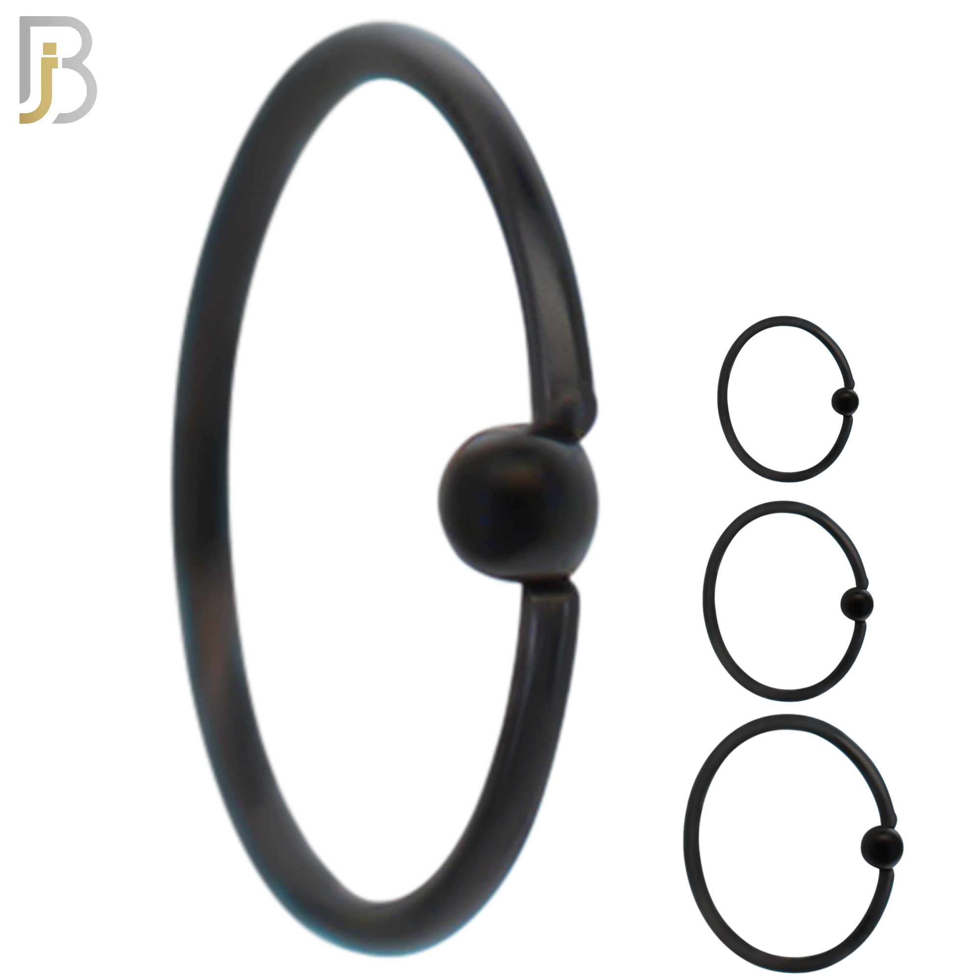 CT03K  - 20g Thickness Black Plated 316L Surgical Steel Hoops Piercing Fixed Bead Twist to Open image 0