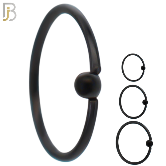 CT03K  - 20g Thickness Black Plated 316L Surgical Steel Hoops Piercing Fixed Bead Twist to Open image 0