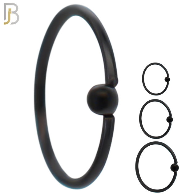 CT03K  - 20g Thickness Black Plated 316L Surgical Steel Hoops Piercing Fixed Bead Twist to Open image 0