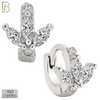 925-ES425 - 925 Sterling Silver Three Leaf CZ Huggies Earrings image 0