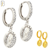 ES504 - 316L Stainless Steel Dangling Oval Praying Mary Huggies Earrings image 0