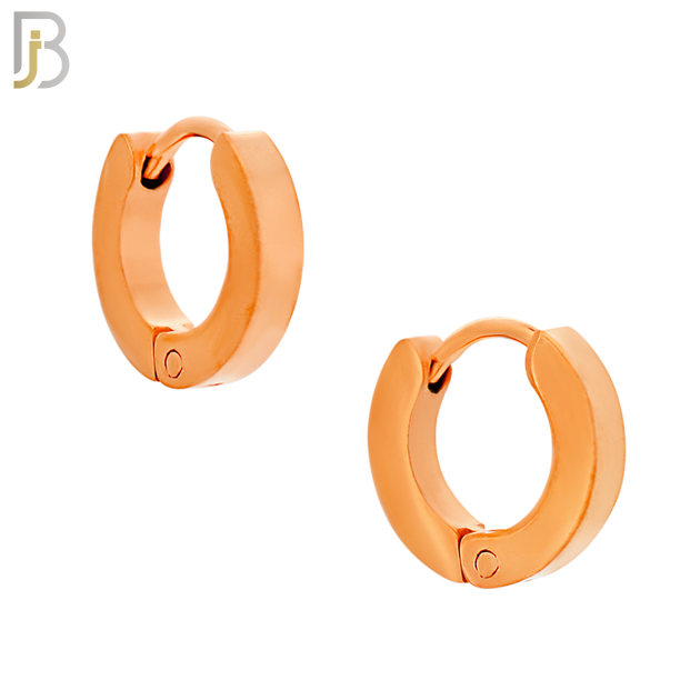 ES85R - 316L Stainless Steel Rose Gold Plated Plain Design Huggies Clip On image 1