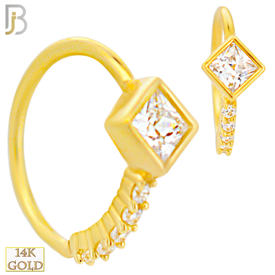 14-CT116 - 14K Yellow Gold Square Shaped CZ in Bezel Setting with Line of CZ image 0