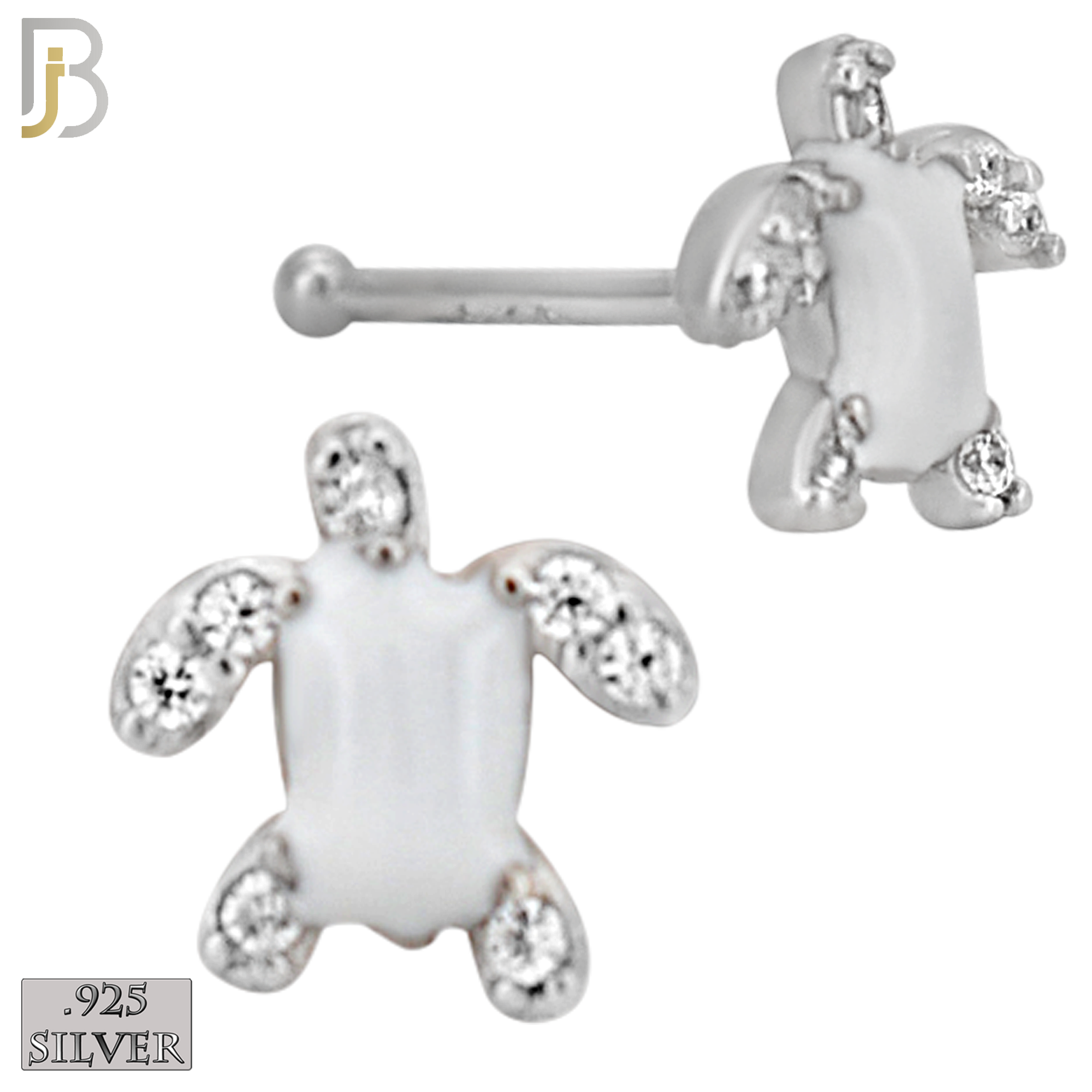 925-NR122B - 925 Silver Nose Bone Turtle Shape with Enamel  - Pack of 6 image 2