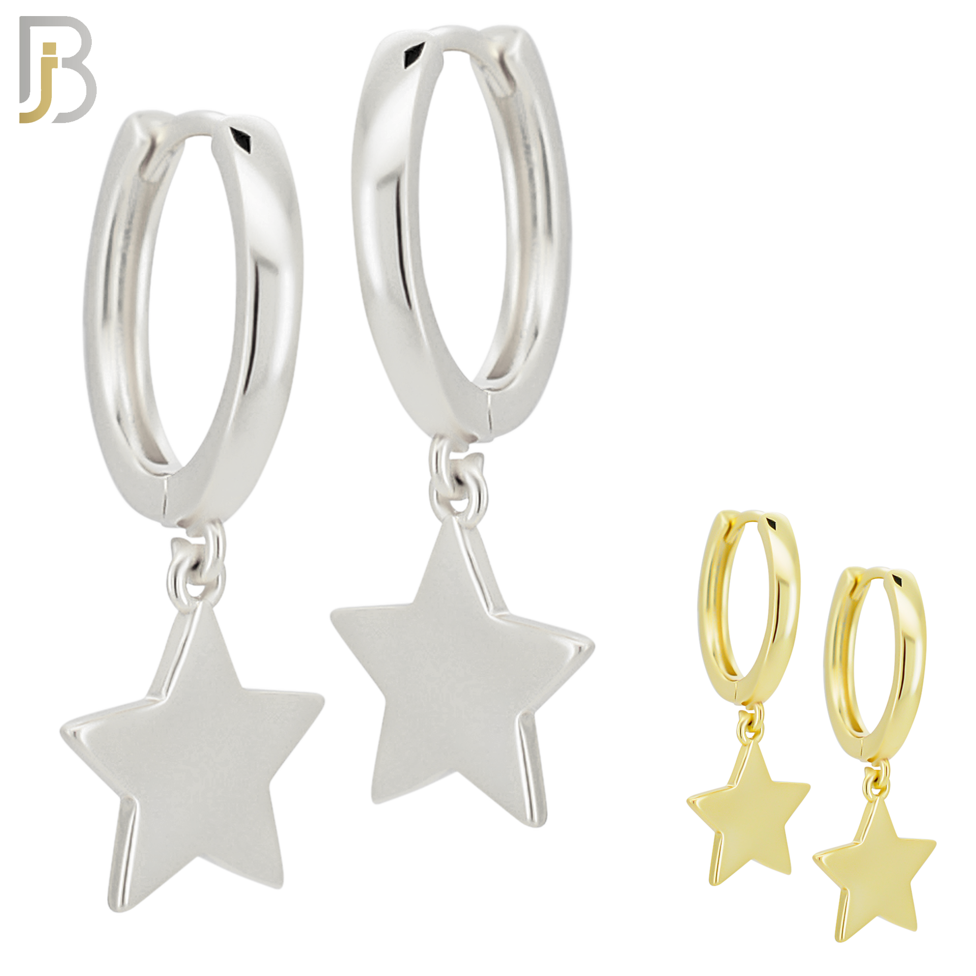 ES52 - 316L Stainless Steel Dangling Plain Star Design Huggies Clip On image 0