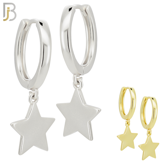 ES52 - 316L Stainless Steel Dangling Plain Star Design Huggies Clip On image 0