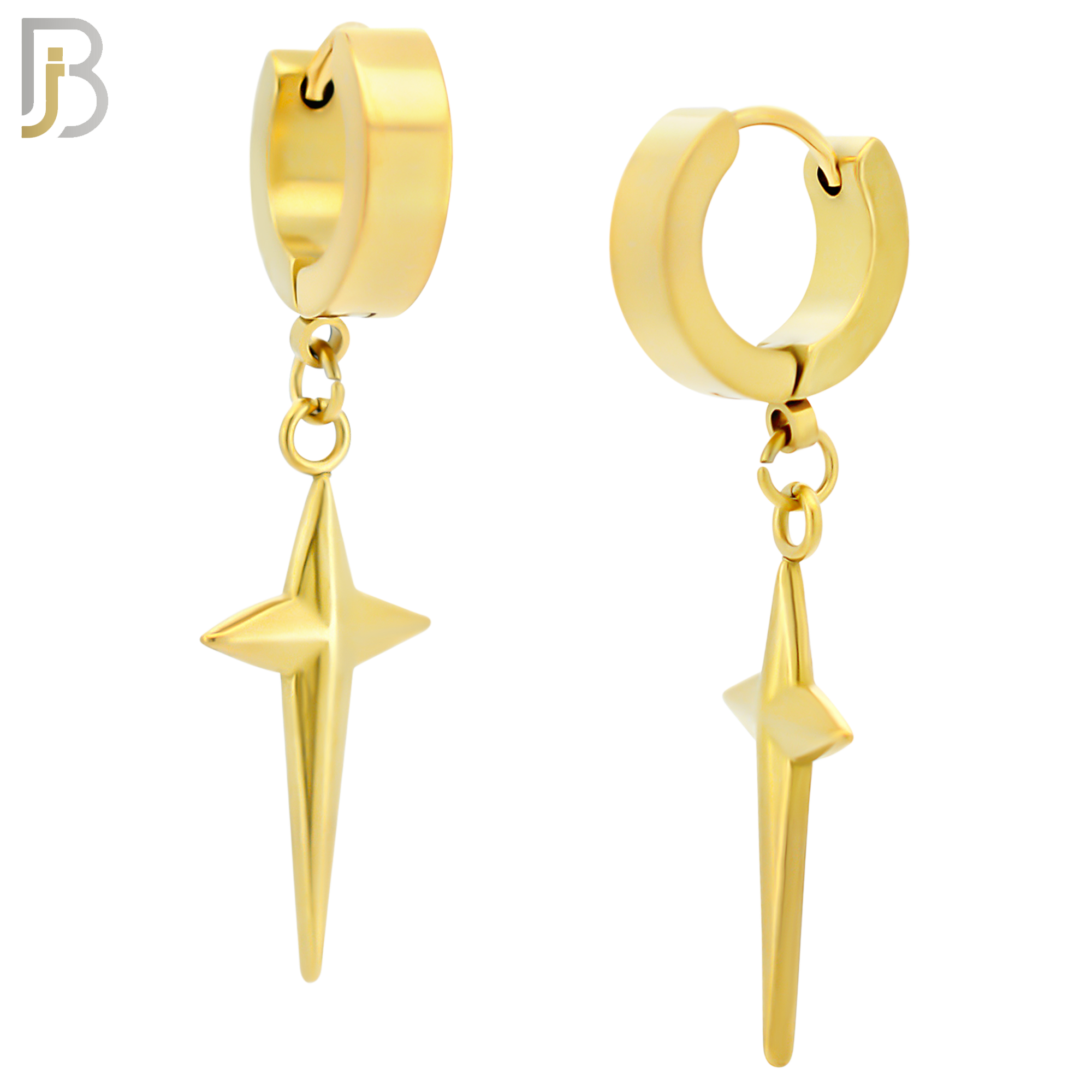 ES43 - 316L Stainless Steel Dangling Spike Cross Design Huggies Clip On image 3