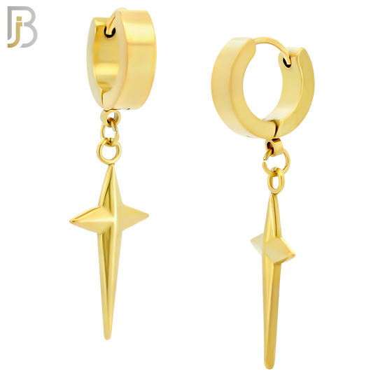 ES43 - 316L Stainless Steel Dangling Spike Cross Design Huggies Clip On image 3
