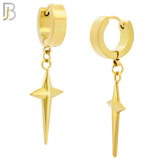 ES43 - 316L Stainless Steel Dangling Spike Cross Design Huggies Clip On image 3