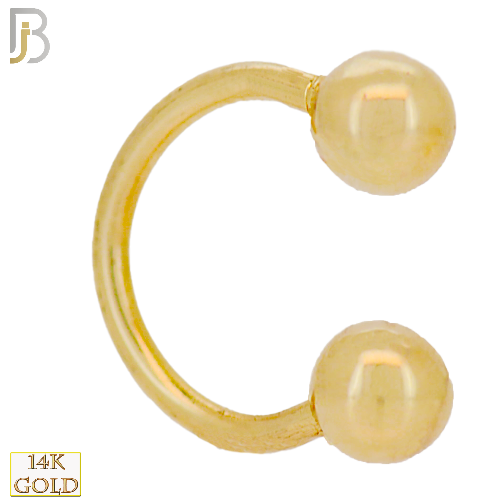 14-HS01 - 5 -14k Solid Gold 5mm Plain Ball Horseshoe External Threaded Screw image