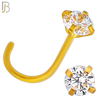 NR03G - 316L Surgical Steel Gold Plated Nose CorkScrew  Prong Set Zircon Round Nose Ring (PACK OF 6) image 5