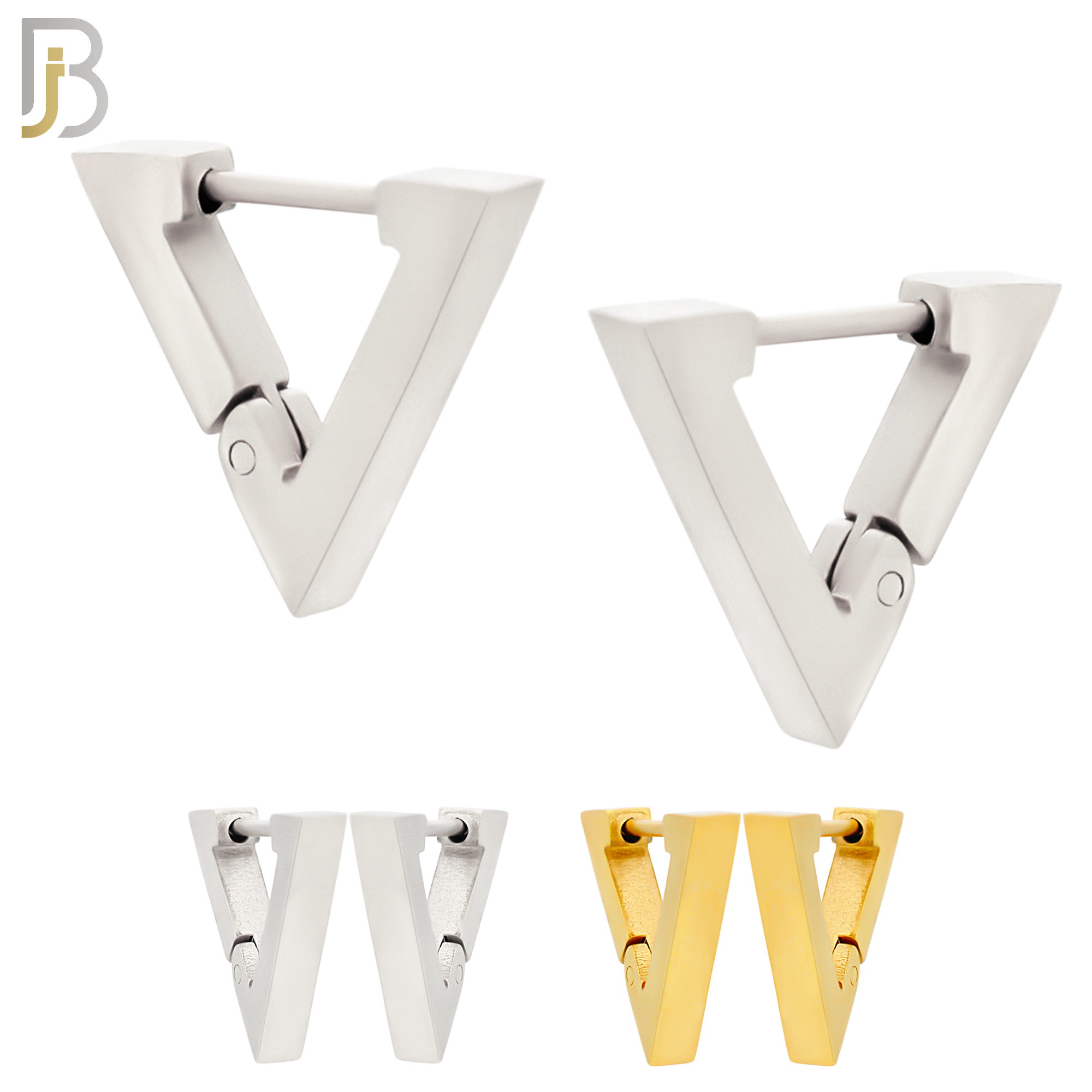 ES172 - 316L Stainless Steel Plain Huggies Triangle Shape Clip On image 0