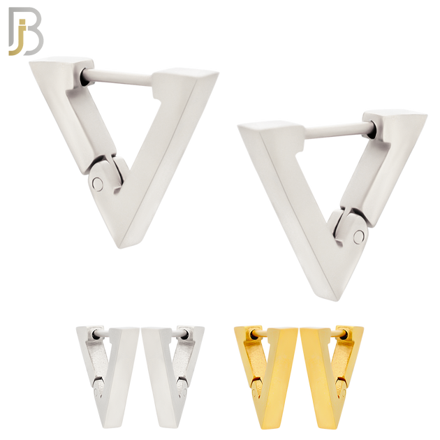 ES172 - 316L Stainless Steel Plain Huggies Triangle Shape Clip On image 0