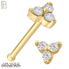 14-NR20BYD - 14k Yellow Gold Prong Setting Three Stone Triangle Shape Nose Bone with SI1 Diamonds image 0