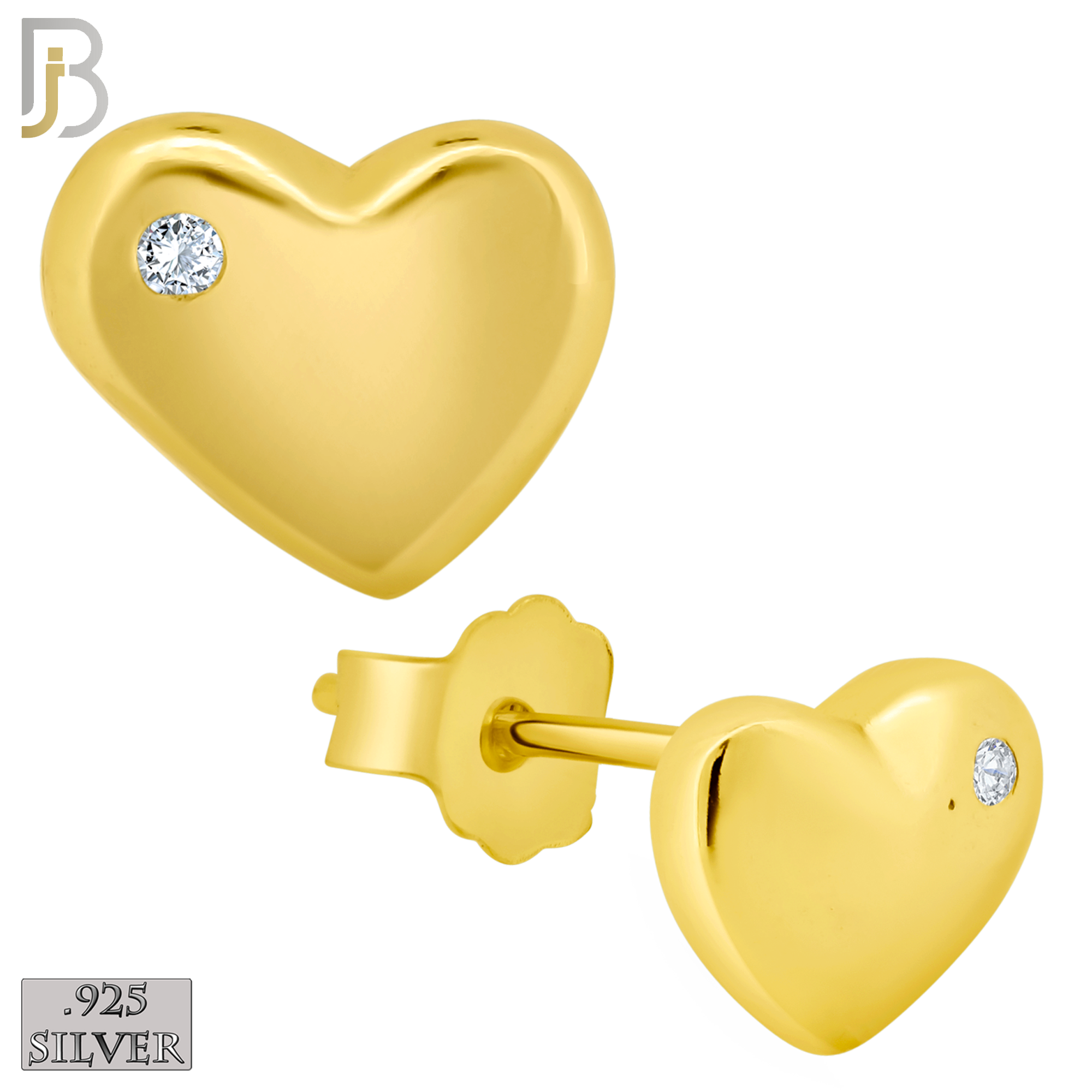 925-ES78 - .925 Sterling Silver Heart Design with Zircon Earring Stud image 2