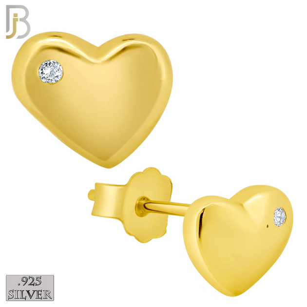 925-ES78 - .925 Sterling Silver Heart Design with Zircon Earring Stud image 2