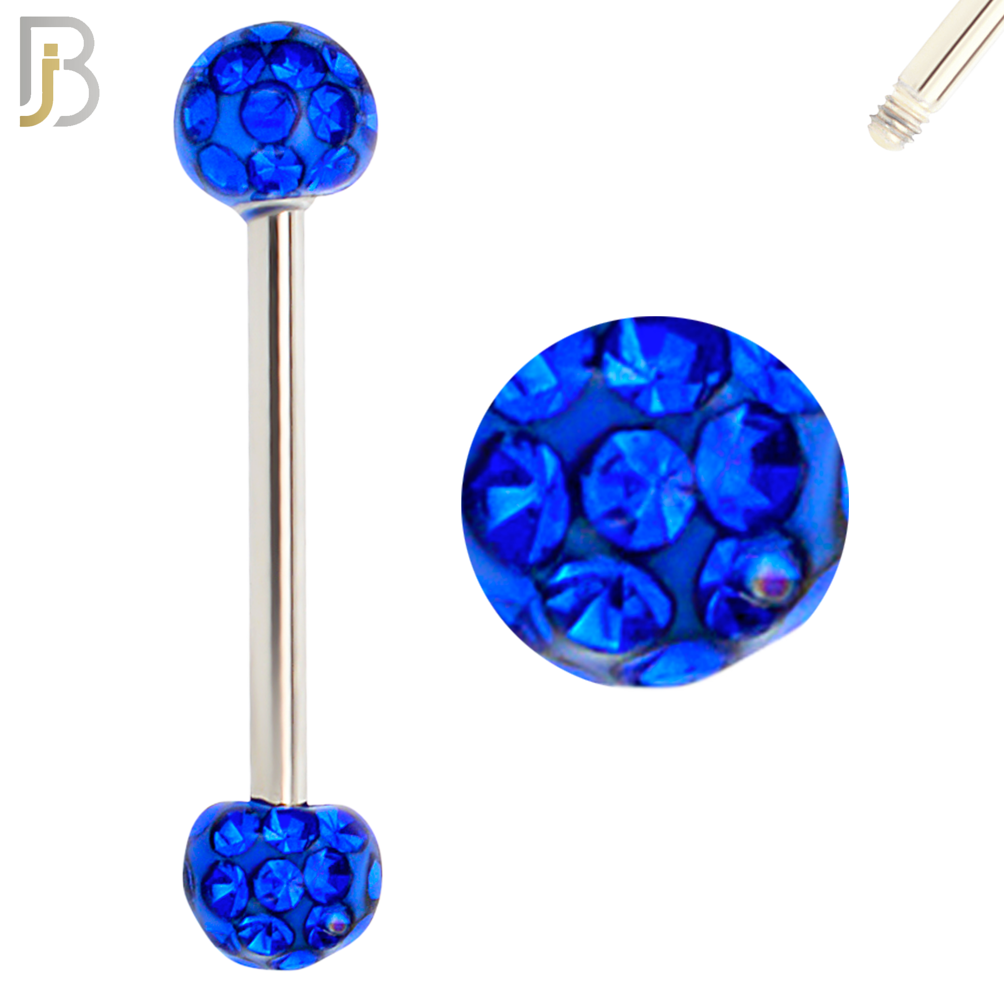 BB68 - 316L Surgical Steel Barbell with  Oil Coated Multi Cubic Zirconia Ball (Pack of 4) image 4