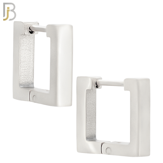 ES174 - 316L Stainless Steel Plain Huggies Square Shape  Clip On image 1