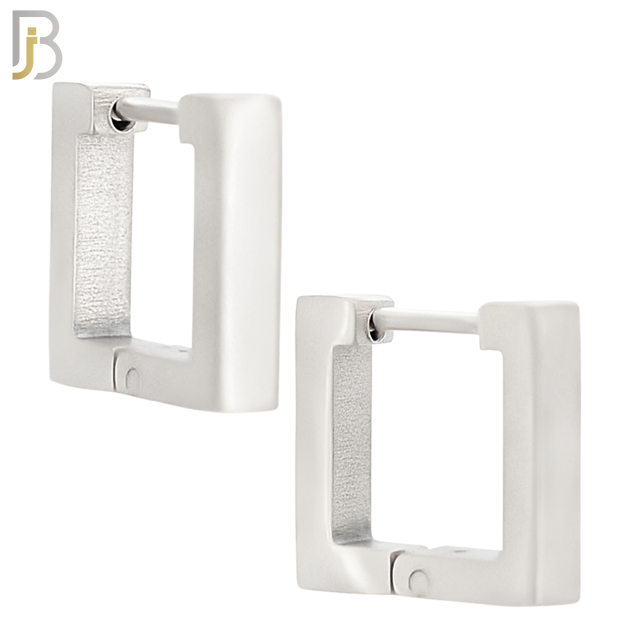 ES174 - 316L Stainless Steel Plain Huggies Square Shape  Clip On image 1