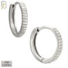 925-ES451 - 925 Sterling Silver Reeded Edge Huggies Hoop Earrings image 1