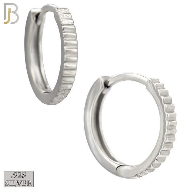 925-ES451 - 925 Sterling Silver Reeded Edge Huggies Hoop Earrings image 1
