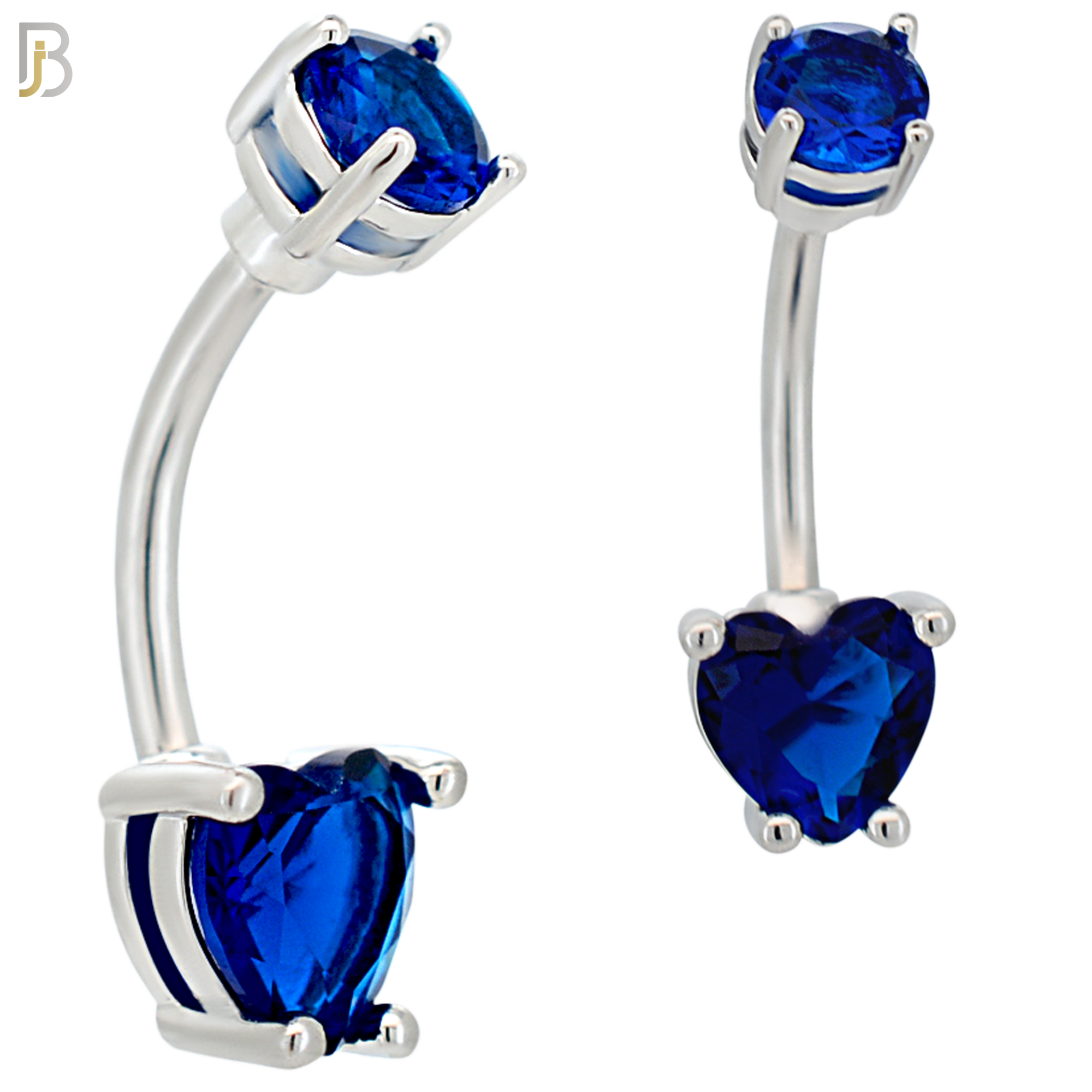 NB06S - 316L Stainless Steel Heart Prong Setting Zircon  Banana Belly Navel Ring (PACK OF 6) image 7