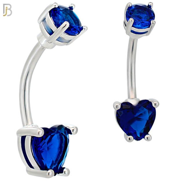 NB06S - 316L Stainless Steel Heart Prong Setting Zircon  Banana Belly Navel Ring (PACK OF 6) image 7