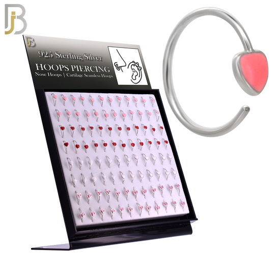 925-PK-CT133M2-96 - 925 Silver Hoops Heart & Butterfly Enamel - Pack of 96 pcs image 0