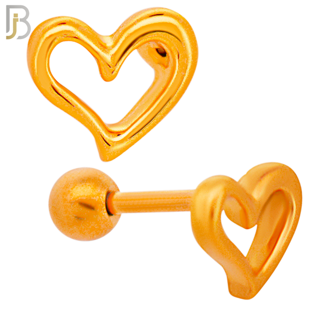 TB78 - 316L Stainless Steel Plain Hollow Heart Tragus/Cartilage Barbell (PACK OF 6) image 3