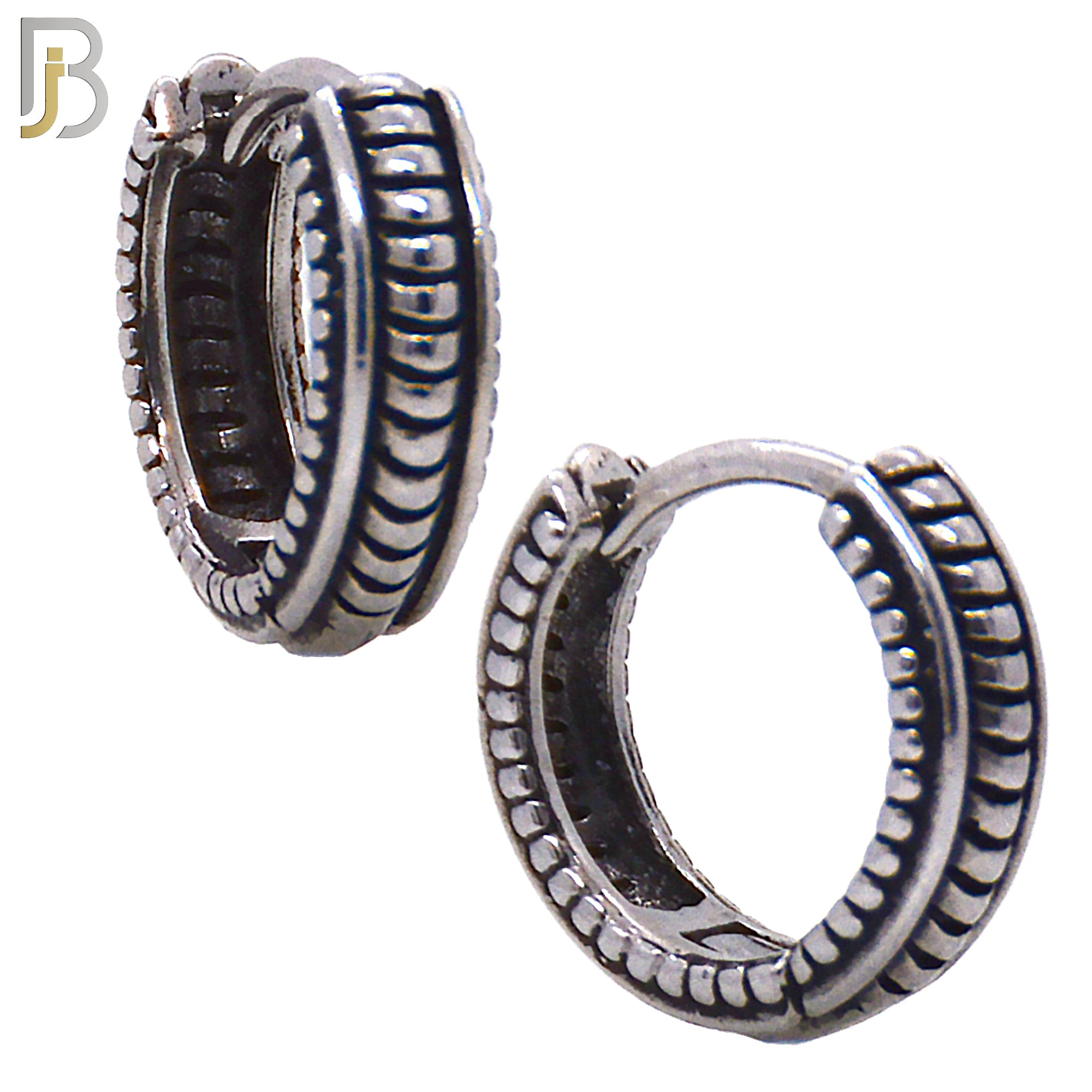 ES125 - Stainless Steel Vintage Tribal Huggies Hoops Earrings image 0