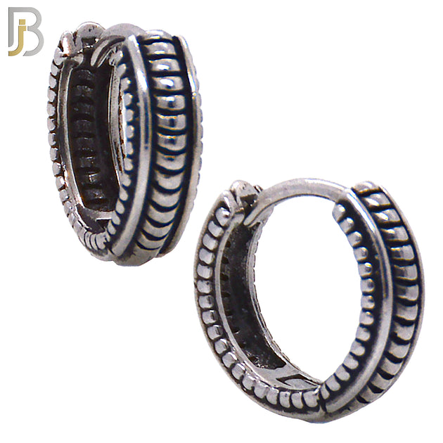 ES125 - Stainless Steel Vintage Tribal Huggies Hoops Earrings image 0