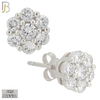 925-ES488S - 925 Sterling Silver Round Flower Push Back Stud Earring image 1
