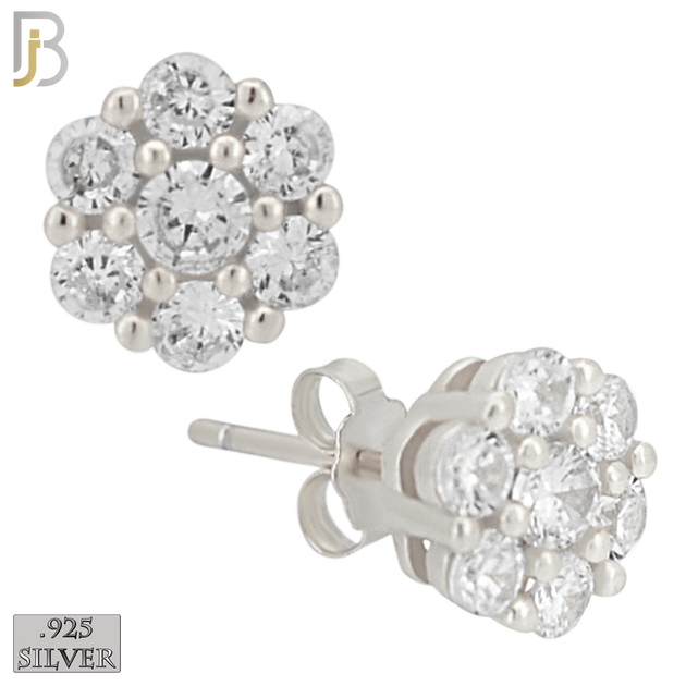 925-ES488S - 925 Sterling Silver Round Flower Push Back Stud Earring image 1