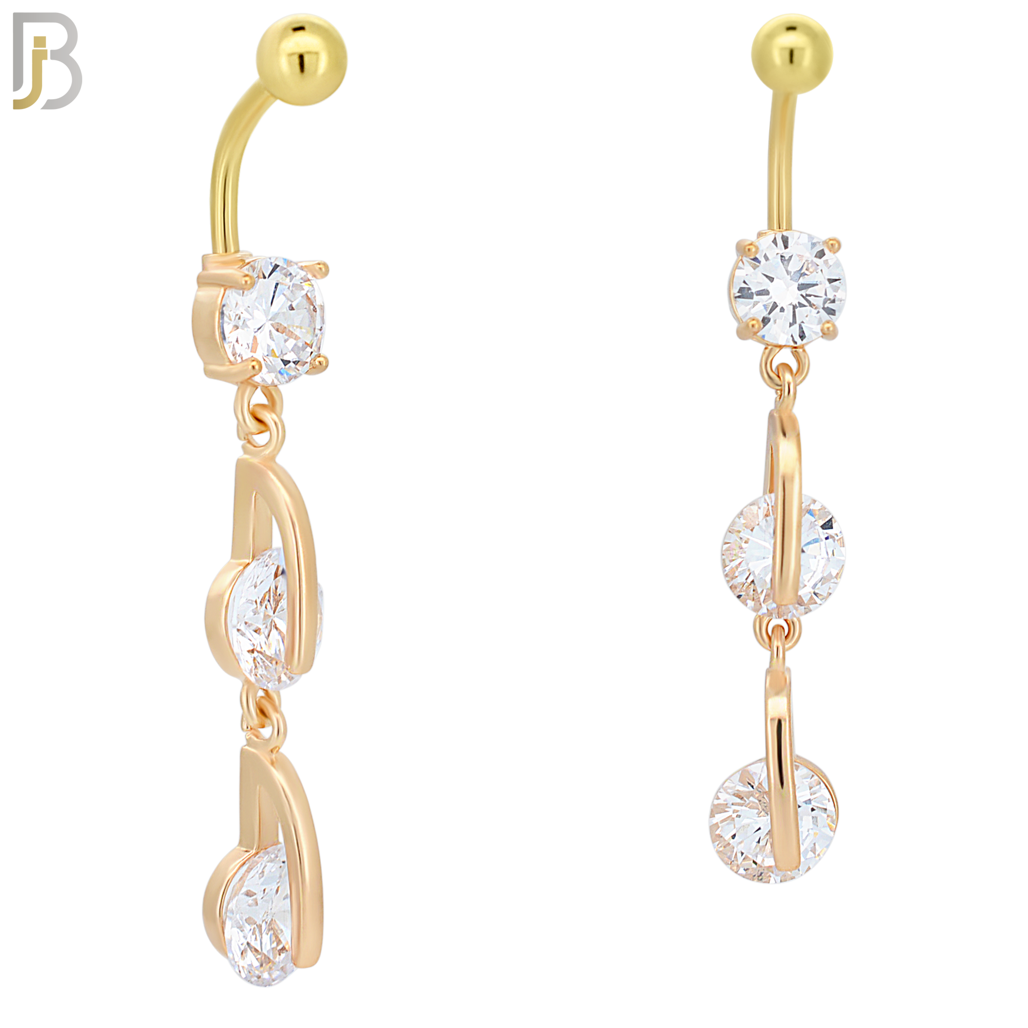 N062 - 316L Stainless Steel Dangling  Round Zircon Design Belly Ring with 5mm Screw Ball Top image 2