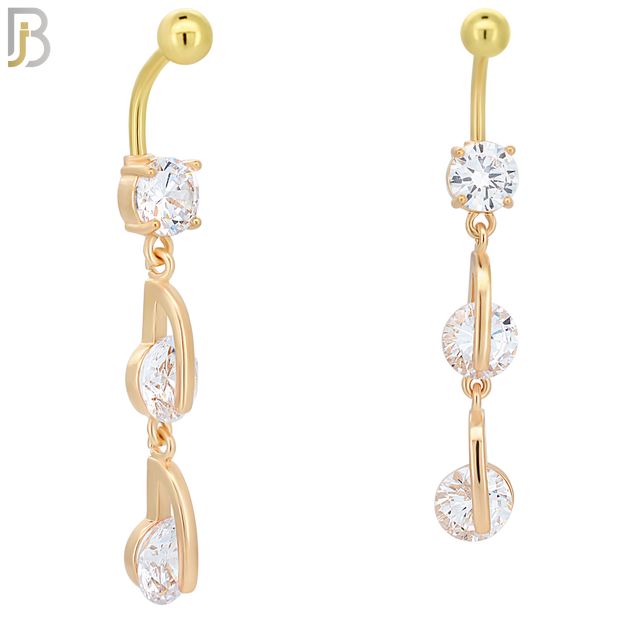 N062 - 316L Stainless Steel Dangling  Round Zircon Design Belly Ring with 5mm Screw Ball Top image 2