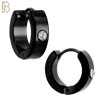 ES116K - 316L Black Plated Stainless Steel Plain Huggies with Single Zircon Clip On image 2
