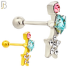 TB124 - 316L Stainless Steel Double Star Tragus/Cartilage Barbell (Pack of 6) image 0